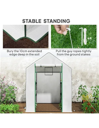 Outsunny 143 x 140cm Walk-In Greenhouse, with Accessories - White