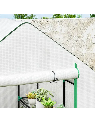 Outsunny 143 x 140cm Walk-In Greenhouse, with Accessories - White