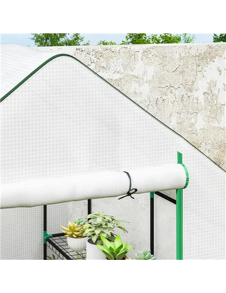 Outsunny 143 x 140cm Walk-In Greenhouse, with Accessories - White