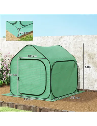 Outsunny 150 x 148cm Pop-Up Greenhouse - Green