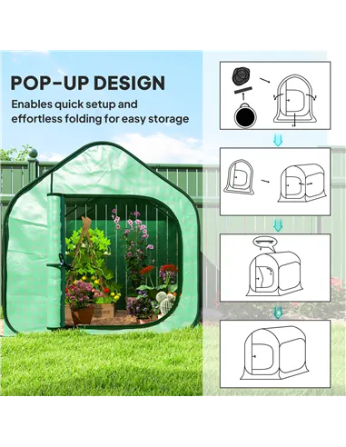 Outsunny 150 x 148cm Pop-Up Greenhouse - Green