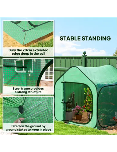 Outsunny 150 x 148cm Pop-Up Greenhouse - Green