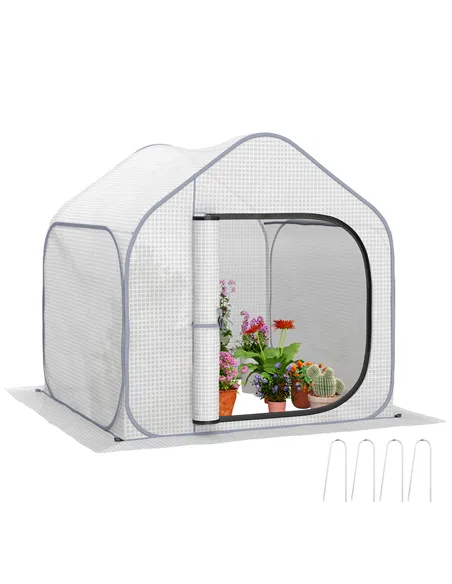 Outsunny 150 x 148cm Pop-Up Greenhouse - White