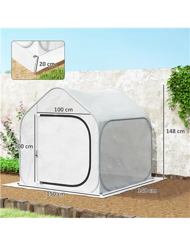 Outsunny 150 x 148cm Pop-Up Greenhouse - White