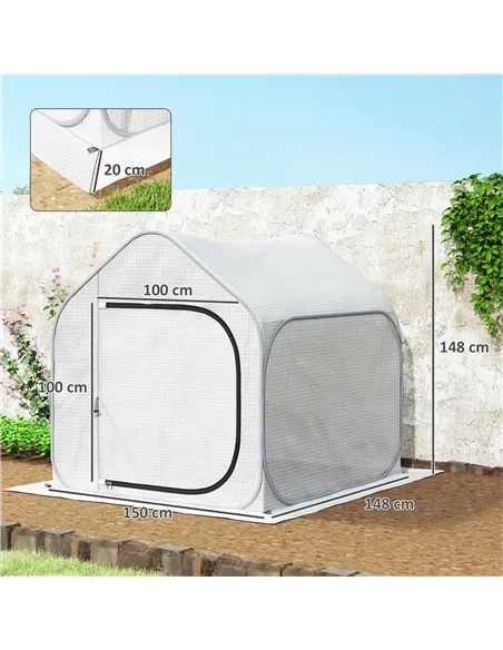 Outsunny 150 x 148cm Pop-Up Greenhouse - White