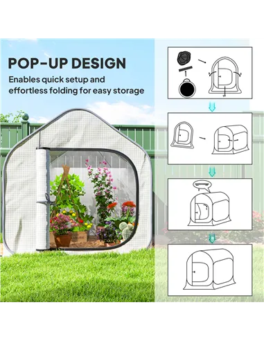 Outsunny 150 x 148cm Pop-Up Greenhouse - White