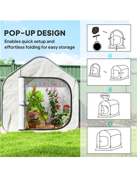 Outsunny 150 x 148cm Pop-Up Greenhouse - White