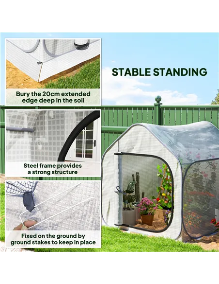 Outsunny 150 x 148cm Pop-Up Greenhouse - White
