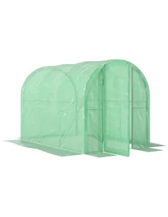 Outsunny 3 x 2 x 2m Polytunnel Greenhouse with Hinged Door, Walk-in Grow House Tent with PE Cover and Galvanised Steel Frame, Gr