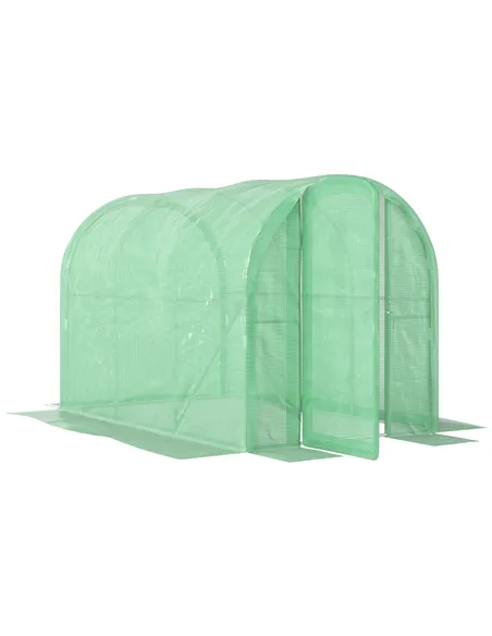 Outsunny 3 x 2 x 2m Polytunnel Greenhouse with Hinged Door, Walk-in Grow House Tent with PE Cover and Galvanised Steel Frame, Gr