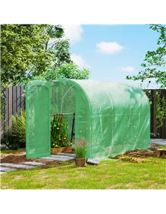 Outsunny 3 x 2 x 2m Polytunnel Greenhouse with Hinged Door, Walk-in Grow House Tent with PE Cover and Galvanised Steel Frame, Gr 2