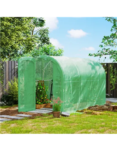 Outsunny 3 x 2 x 2m Polytunnel Greenhouse with Hinged Door, Walk-in Grow House Tent with PE Cover and Galvanised Steel Frame, Gr