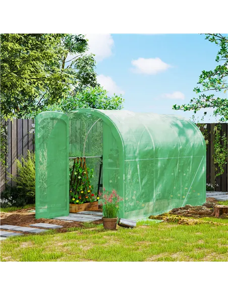 Outsunny 3 x 2 x 2m Polytunnel Greenhouse with Hinged Door, Walk-in Grow House Tent with PE Cover and Galvanised Steel Frame, Gr