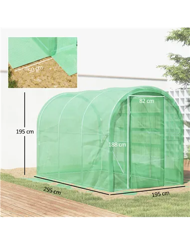 Outsunny 3 x 2 x 2m Polytunnel Greenhouse with Hinged Door, Walk-in Grow House Tent with PE Cover and Galvanised Steel Frame, Gr