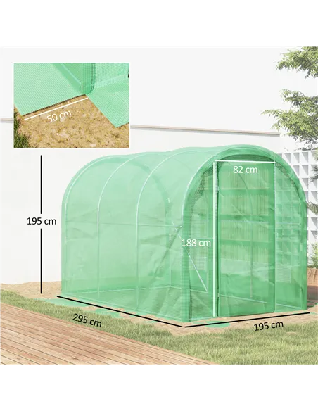 Outsunny 3 x 2 x 2m Polytunnel Greenhouse with Hinged Door, Walk-in Grow House Tent with PE Cover and Galvanised Steel Frame, Gr