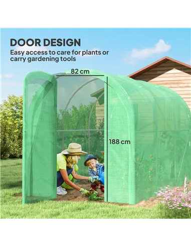 Outsunny 3 x 2 x 2m Polytunnel Greenhouse with Hinged Door, Walk-in Grow House Tent with PE Cover and Galvanised Steel Frame, Gr