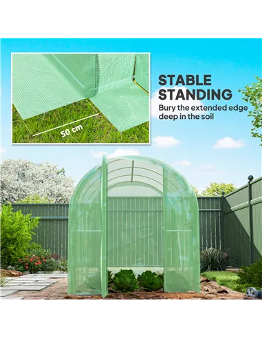 Outsunny 3 x 2 x 2m Polytunnel Greenhouse with Hinged Door, Walk-in Grow House Tent with PE Cover and Galvanised Steel Frame, Gr