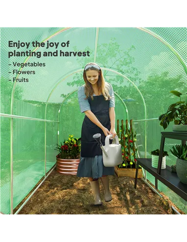 Outsunny 3 x 2 x 2m Polytunnel Greenhouse with Hinged Door, Walk-in Grow House Tent with PE Cover and Galvanised Steel Frame, Gr