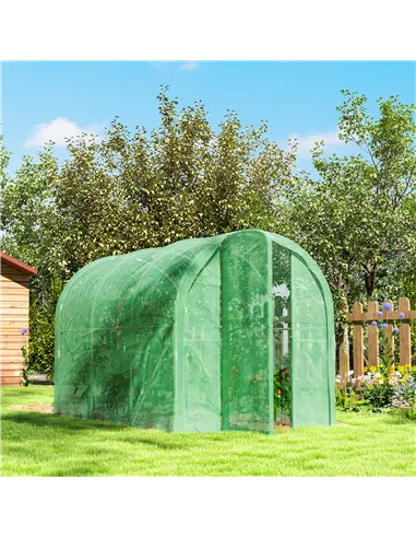 Outsunny 3 x 2 x 2m Polytunnel Greenhouse with Hinged Door, Walk-in Grow House Tent with PE Cover and Galvanised Steel Frame, Gr