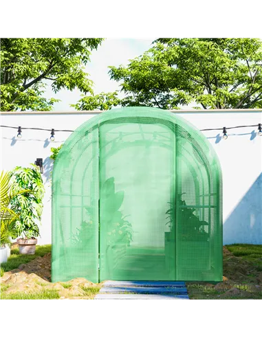 Outsunny 3 x 2 x 2m Polytunnel Greenhouse with Hinged Door, Walk-in Grow House Tent with PE Cover and Galvanised Steel Frame, Gr