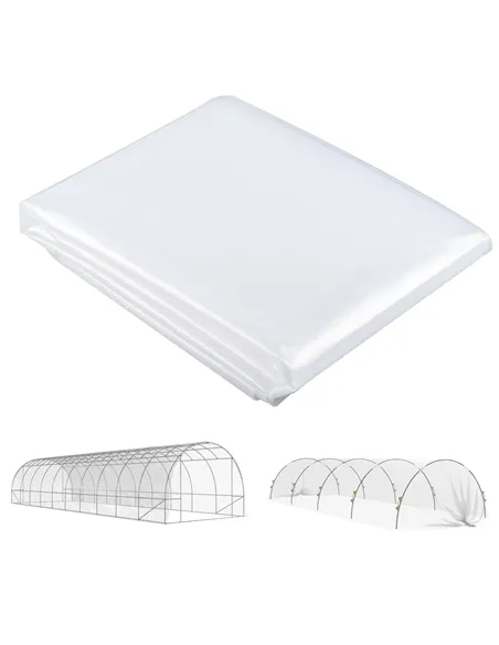 Outsunny 6 X 10m Heavy Duty (150um/6mil) Polypropylene Greenhouse Cover Replacement, UV Resistant Waterproof Plastic Polytunnel 