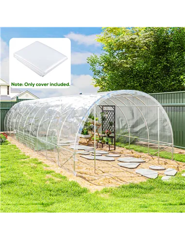 Outsunny 6 X 10m Heavy Duty (150um/6mil) Polypropylene Greenhouse Cover Replacement, UV Resistant Waterproof Plastic Polytunnel 