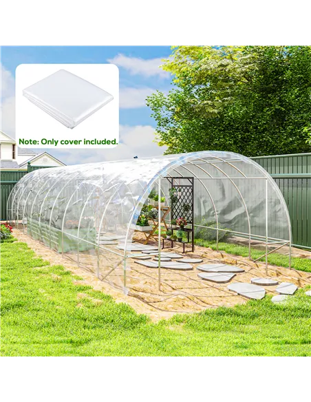 Outsunny 6 X 10m Heavy Duty (150um/6mil) Polypropylene Greenhouse Cover Replacement, UV Resistant Waterproof Plastic Polytunnel 