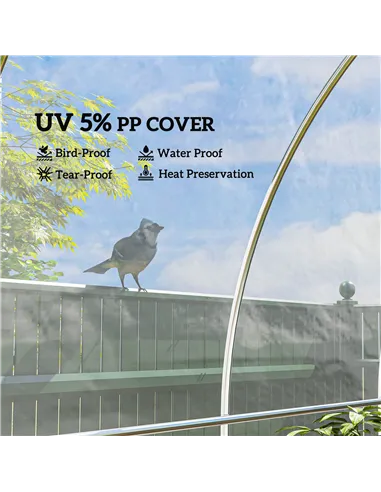Outsunny 6 X 10m Heavy Duty (150um/6mil) Polypropylene Greenhouse Cover Replacement, UV Resistant Waterproof Plastic Polytunnel 