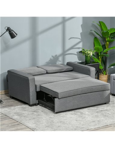 HOMCOM Double Sofa Bed Click Clack Sofa Bed Pull Out Bed with Adjustable Backrest for Living Room and Bedroom Grey