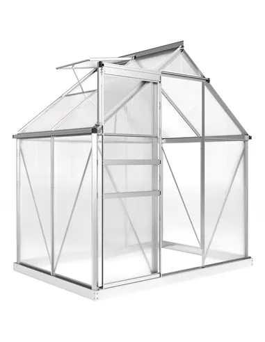 Outsunny 192.5 x 131cm Walk-In Polycarbonate Greenhouse - Silver-Tone