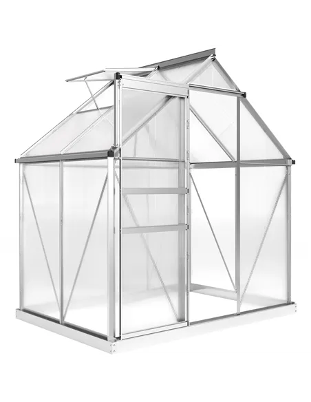 Outsunny 192.5 x 131cm Walk-In Polycarbonate Greenhouse - Silver-Tone
