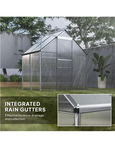 Outsunny 192.5 x 131cm Walk-In Polycarbonate Greenhouse - Silver-Tone