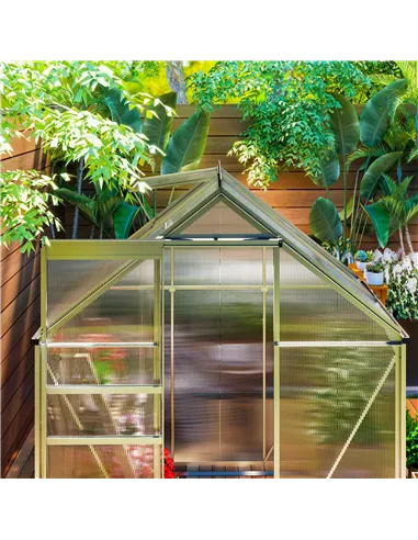 Outsunny 192.5 x 131cm Walk-In Polycarbonate Greenhouse - Silver-Tone