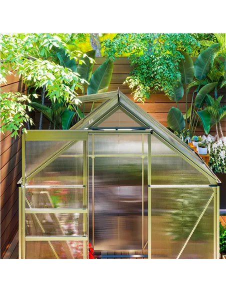 Outsunny 192.5 x 131cm Walk-In Polycarbonate Greenhouse - Silver-Tone