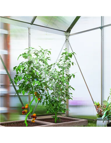 Outsunny 192.5 x 131cm Walk-In Polycarbonate Greenhouse - Silver-Tone