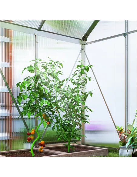 Outsunny 192.5 x 131cm Walk-In Polycarbonate Greenhouse - Silver-Tone