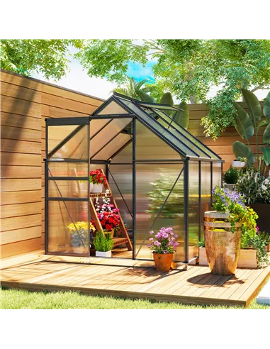 Outsunny 190 x 190cm Walk-In Polycarbonate Greenhouse
