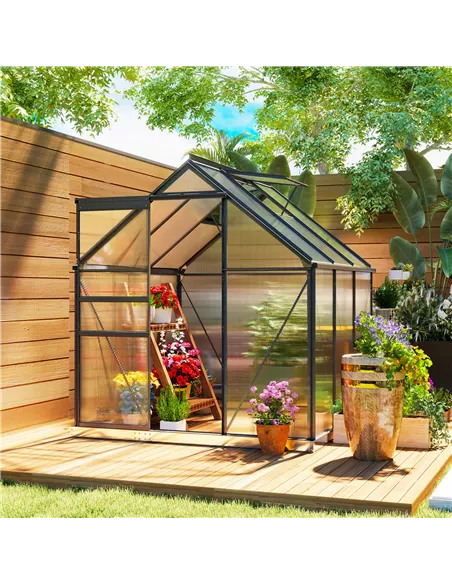 Outsunny 190 x 190cm Walk-In Polycarbonate Greenhouse