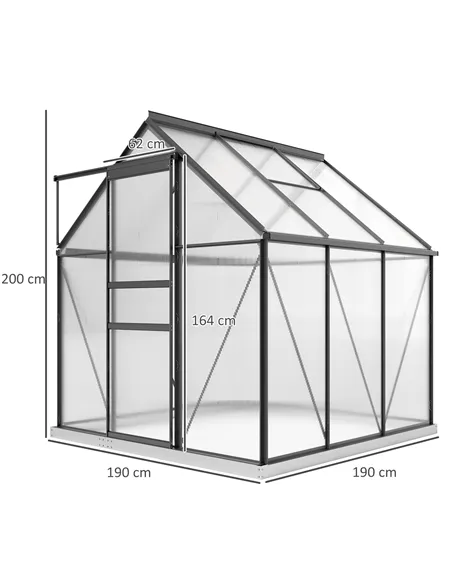 Outsunny 190 x 190cm Walk-In Polycarbonate Greenhouse