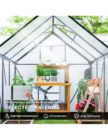 Outsunny 190 x 190cm Walk-In Polycarbonate Greenhouse