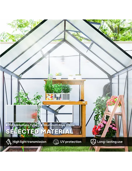 Outsunny 190 x 190cm Walk-In Polycarbonate Greenhouse