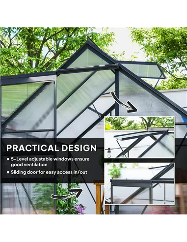 Outsunny 190 x 190cm Walk-In Polycarbonate Greenhouse