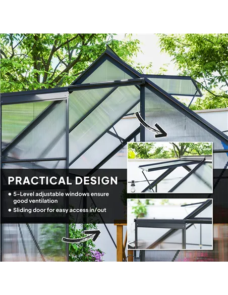 Outsunny 190 x 190cm Walk-In Polycarbonate Greenhouse