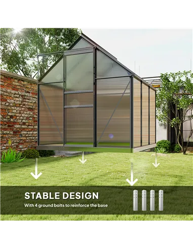 Outsunny 190 x 190cm Walk-In Polycarbonate Greenhouse