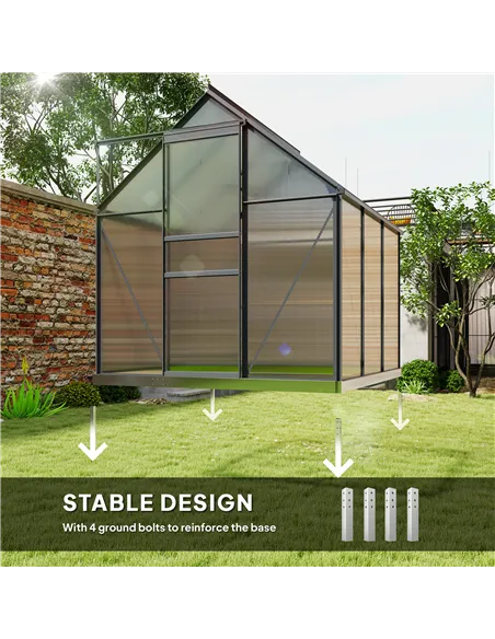 Outsunny 190 x 190cm Walk-In Polycarbonate Greenhouse