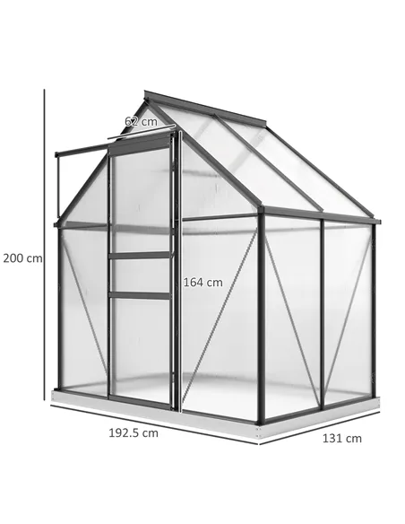 Outsunny 192.5 x 131cm Walk-In Polycarbonate Greenhouse