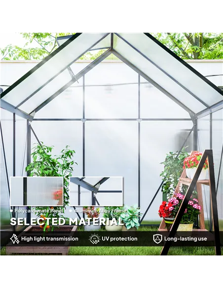 Outsunny 192.5 x 131cm Walk-In Polycarbonate Greenhouse