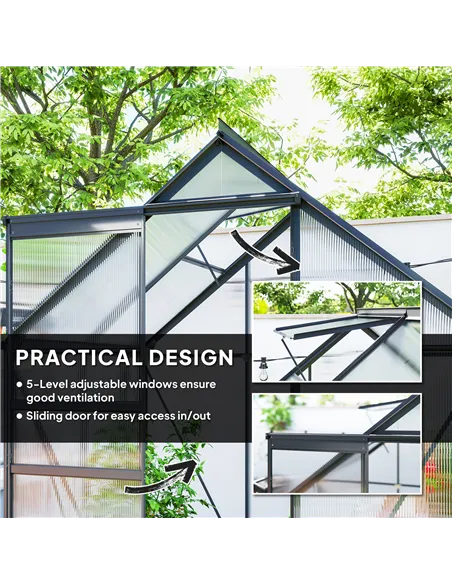 Outsunny 192.5 x 131cm Walk-In Polycarbonate Greenhouse