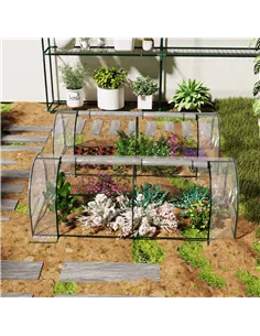 Outsunny Set of 2 Tunnel Greenhouse, Green Grow House with Roll-up Door, Steel Frame, Plastic Cover for Garden, Outdoor, 250 x 1 2