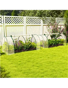 Outsunny Set of 2 Tunnel Greenhouse, Green Grow House with Roll-up Door, Steel Frame, Plastic Cover for Garden, Outdoor, 200 x 1 2